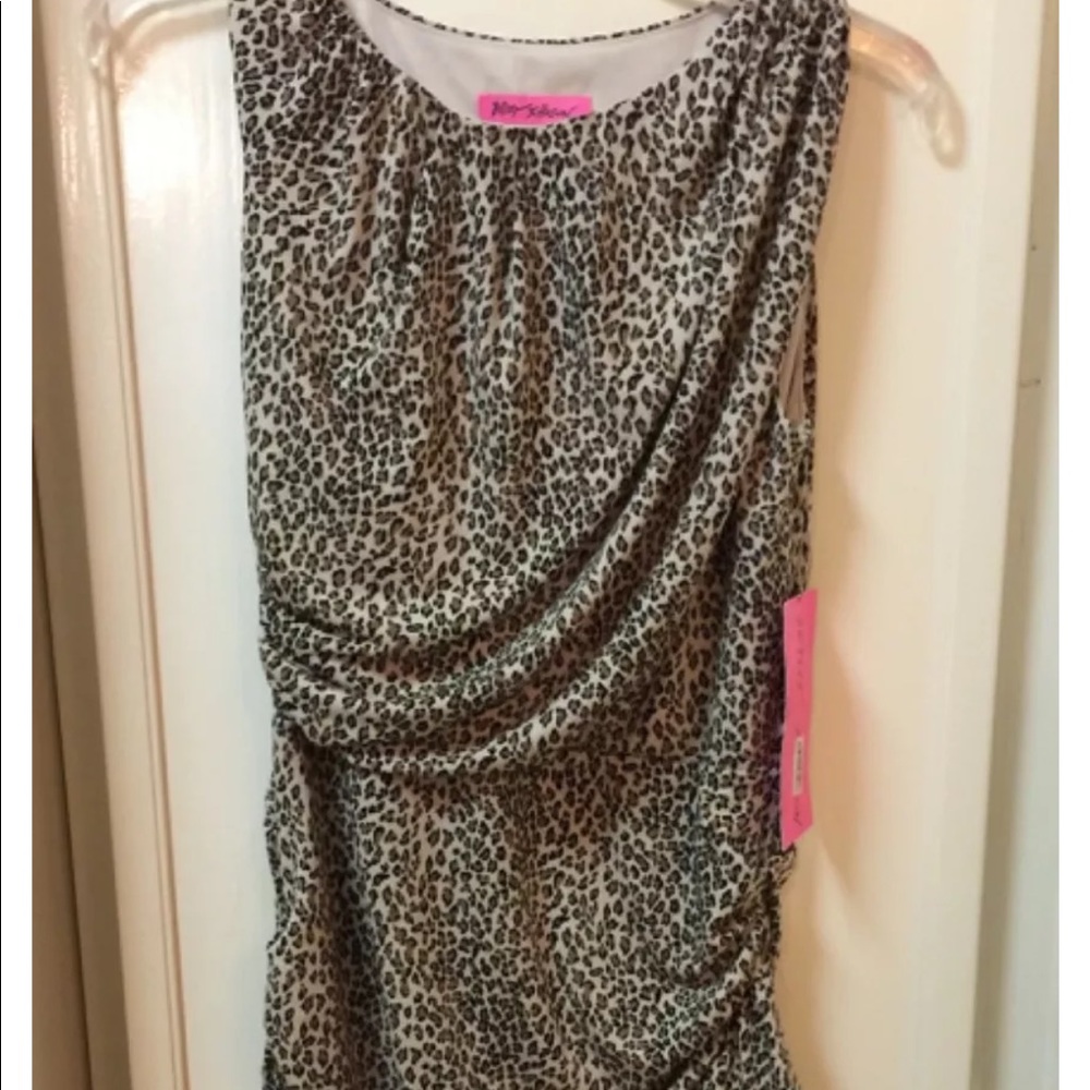 Betsey Johnson Leopard Animal Print Ruched Dress